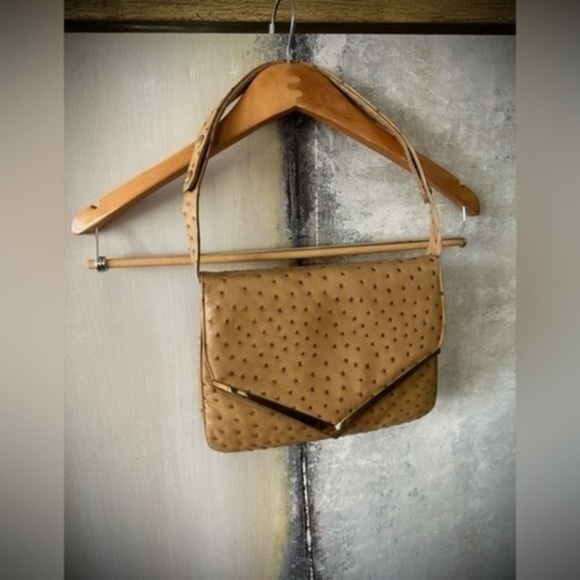 Vintage 60’s Handbag PALIZZIO Genuine Ostrich Skin Bag - Picture 1 of 13